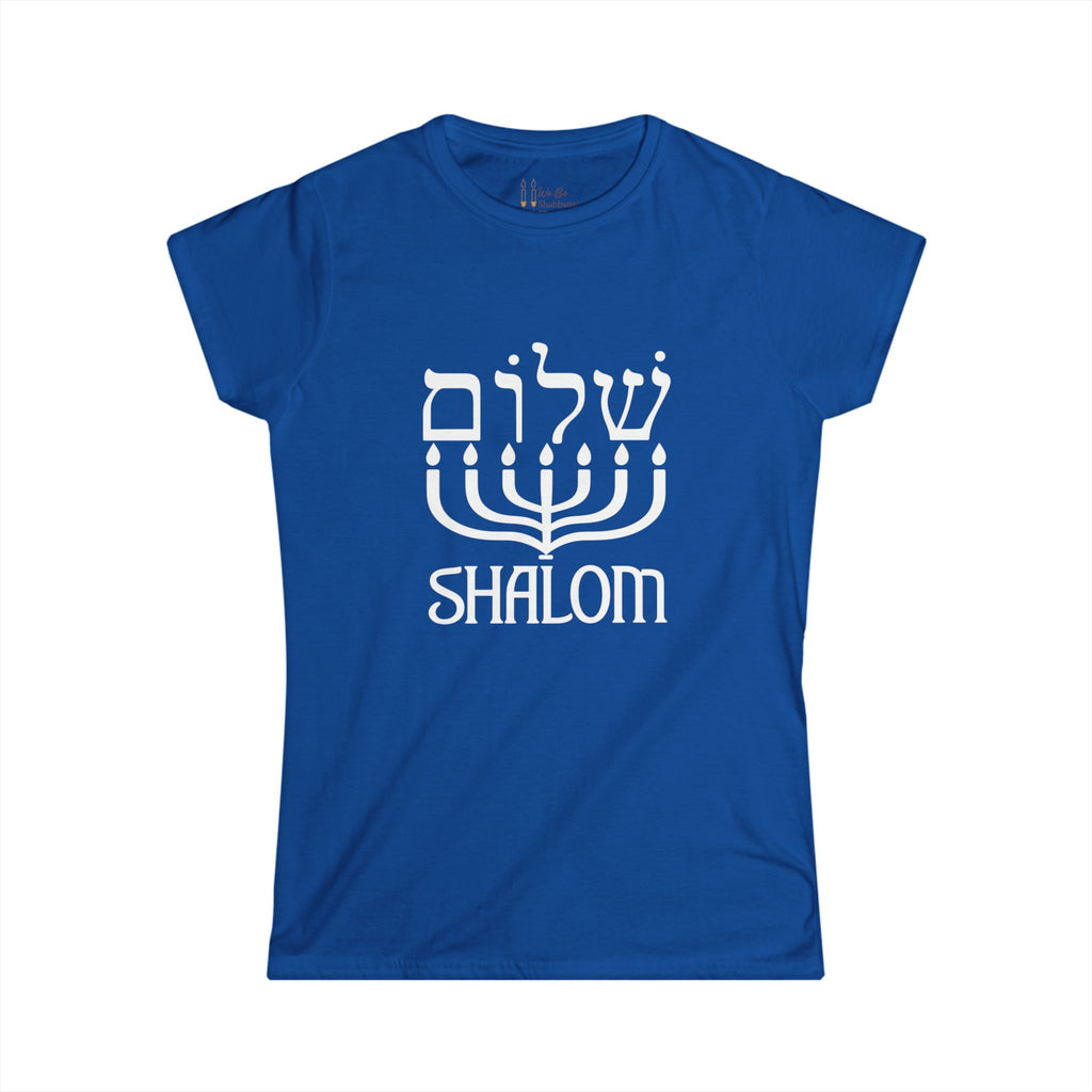Shalom T-Shirt with Menorah | Hebrew Christian Tee | Messianic Jewish Shirt | Faith-Based Shirt for Women | Hebrew Roots Apparel