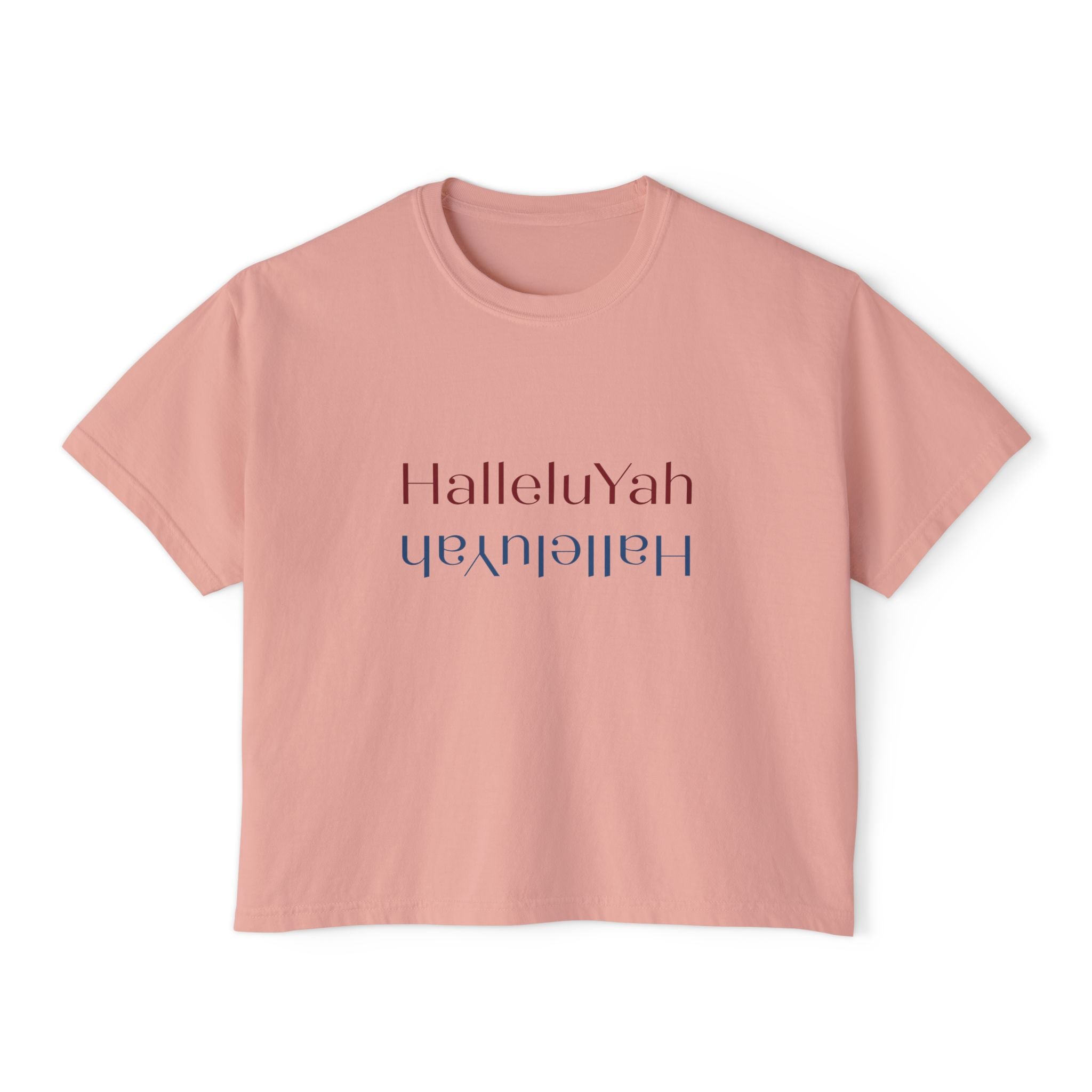 Inspirational Women's Boxy Tee - HalleluYah, Casual Wear, Christian Apparel, Gift for Her, Everyday Comfort