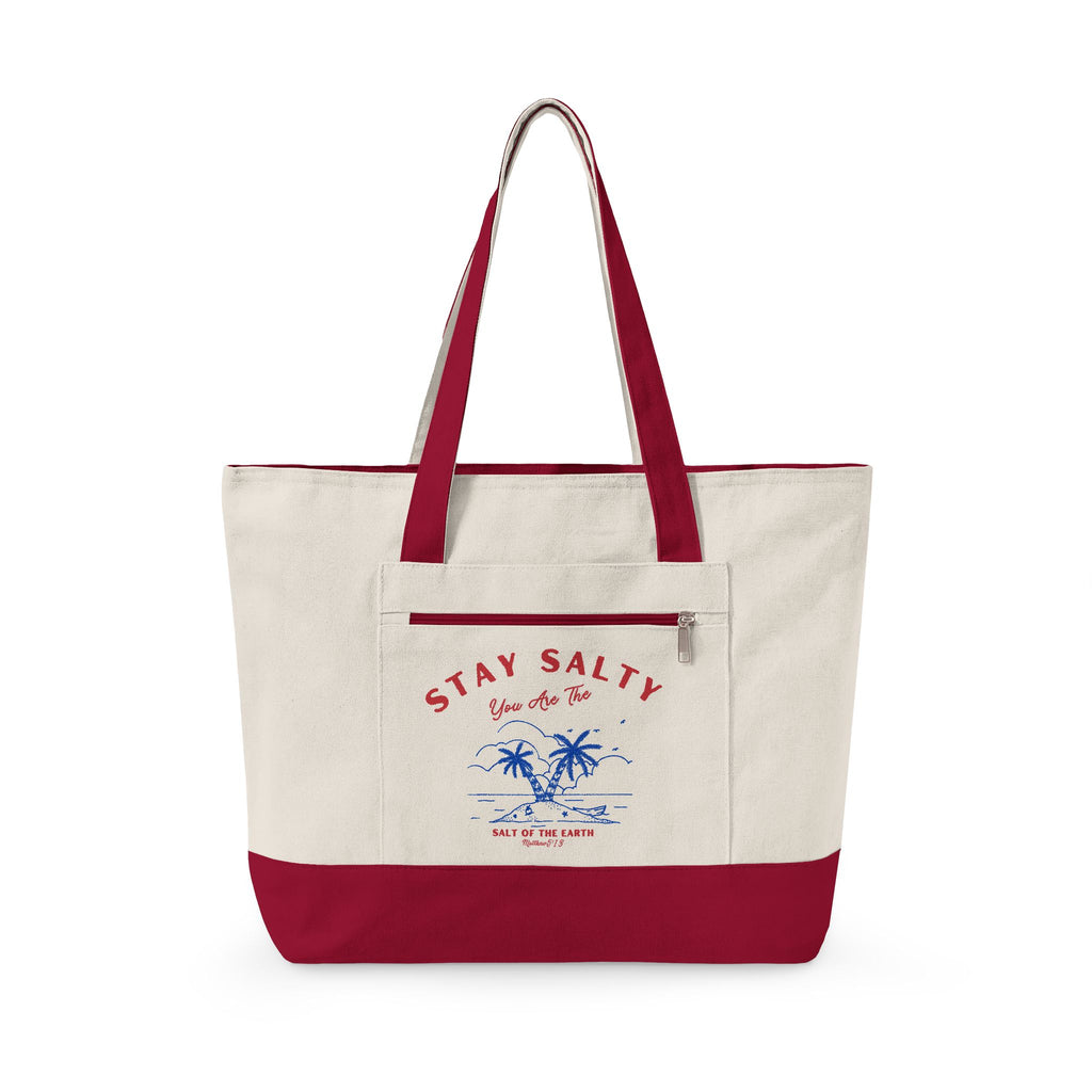 Stay Salty Zippered Canvas Tote | Coastal Tote Bag