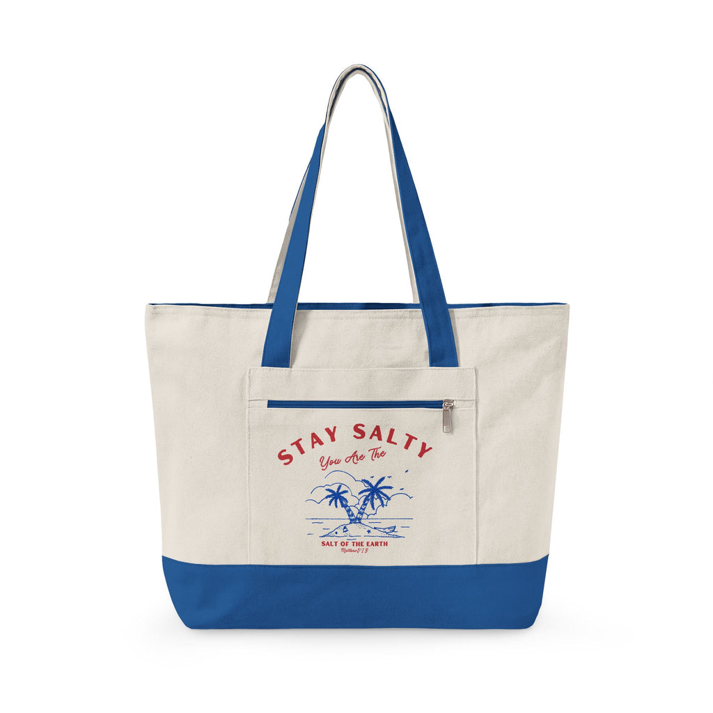 Stay Salty Zippered Canvas Tote | Coastal Tote Bag