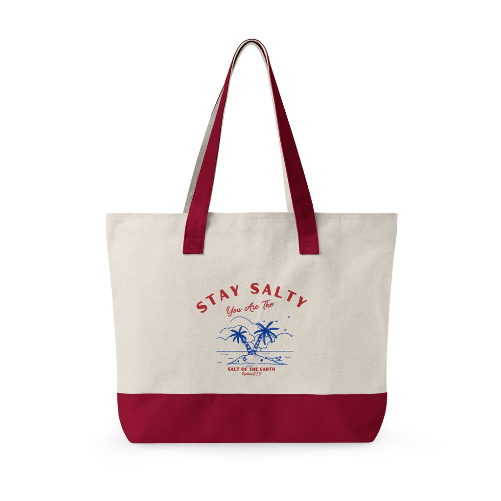 Stay Salty Zippered Canvas Tote | Coastal Tote Bag