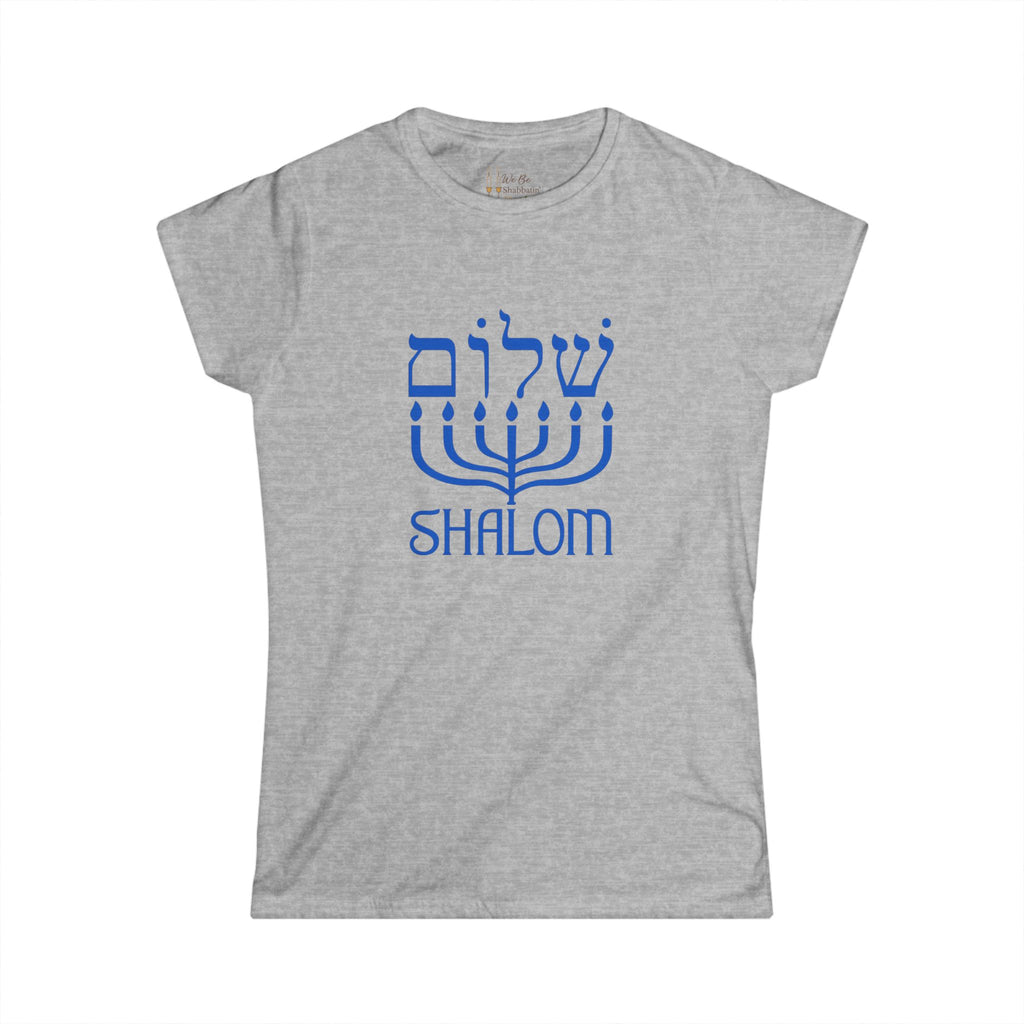 Shalom T-Shirt with Menorah | Hebrew Christian Tee | Messianic Jewish Shirt | Faith-Based Shirt for Women | Hebrew Roots Apparel