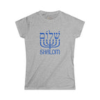 Shalom T-Shirt with Menorah | Hebrew Christian Tee | Messianic Jewish Shirt | Faith-Based Shirt for Women | Hebrew Roots Apparel