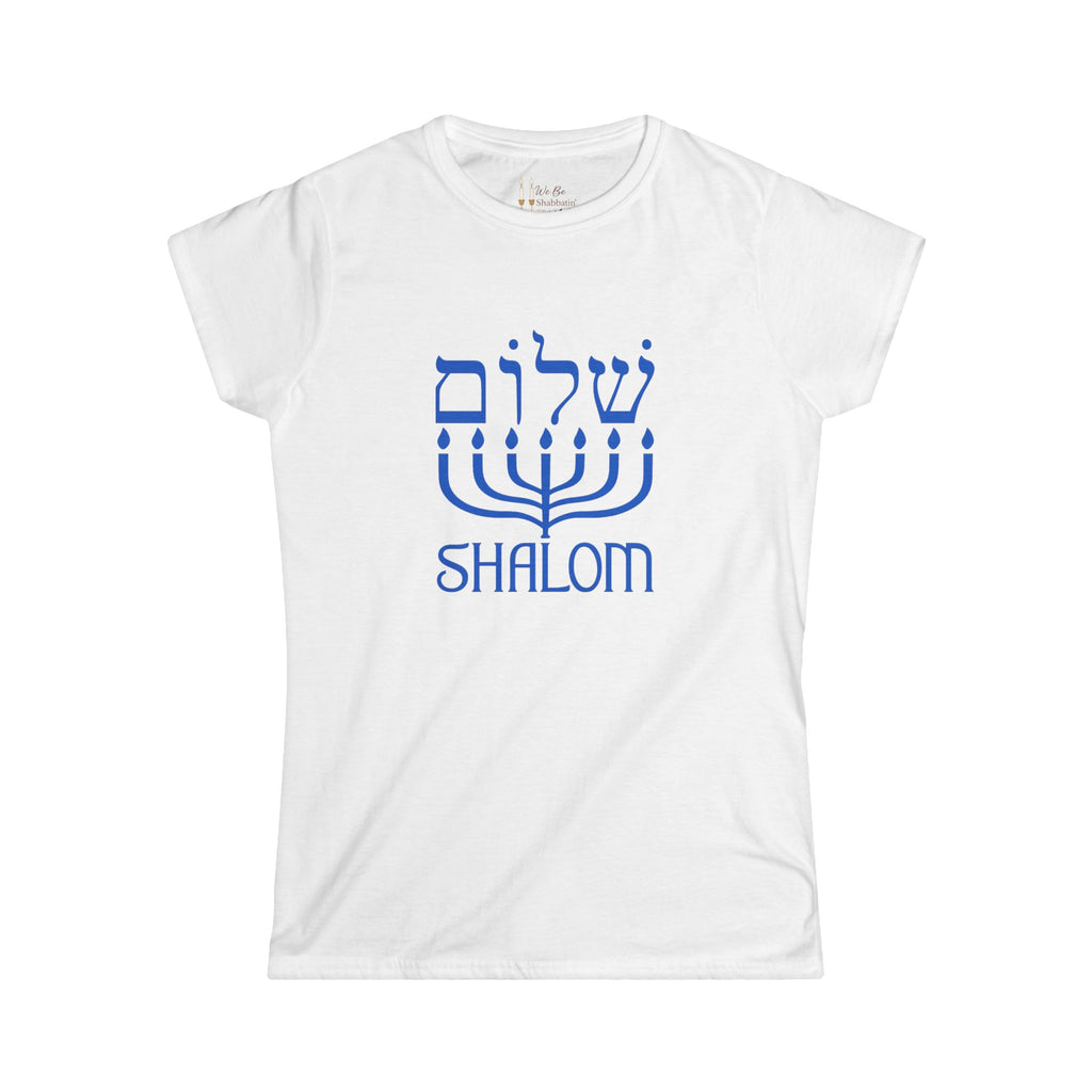 Shalom T-Shirt with Menorah | Hebrew Christian Tee | Messianic Jewish Shirt | Faith-Based Shirt for Women | Hebrew Roots Apparel