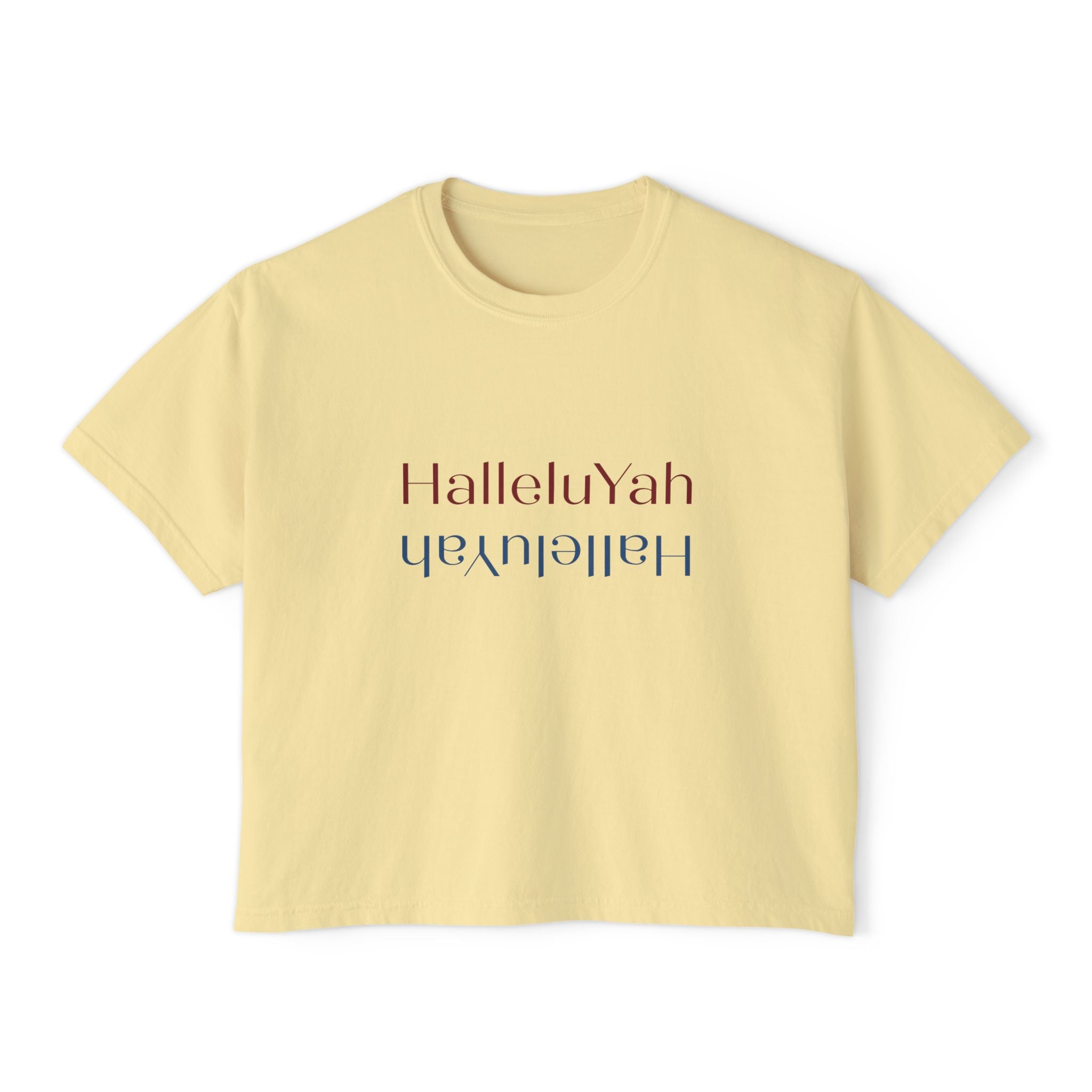 Inspirational Women's Boxy Tee - HalleluYah, Casual Wear, Christian Apparel, Gift for Her, Everyday Comfort