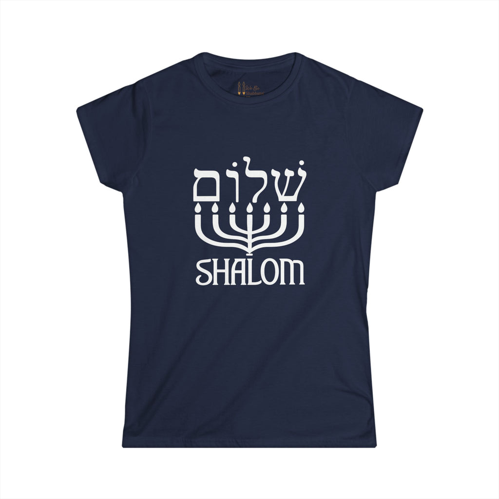 Shalom T-Shirt with Menorah | Hebrew Christian Tee | Messianic Jewish Shirt | Faith-Based Shirt for Women | Hebrew Roots Apparel