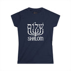 Shalom T-Shirt with Menorah | Hebrew Christian Tee | Messianic Jewish Shirt | Faith-Based Shirt for Women | Hebrew Roots Apparel