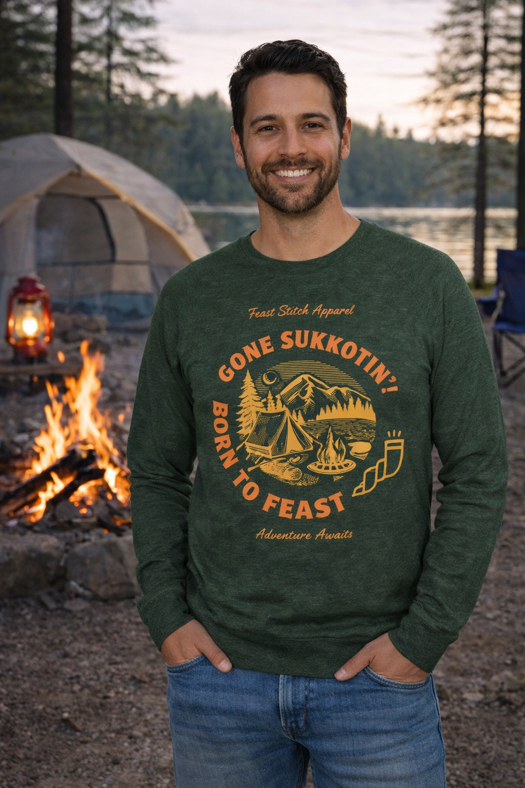 Men’s Sukkot Shirt | Feast of Tabernacles Shirt | Gone Sukkotin Born to Feast | Shofar Graphic Tee | Hebrew Roots Men’s Apparel
