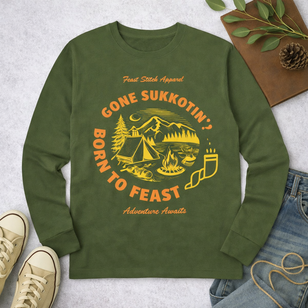 Men’s Sukkot Shirt | Feast of Tabernacles Shirt | Gone Sukkotin Born to Feast | Shofar Graphic Tee | Hebrew Roots Men’s Apparel