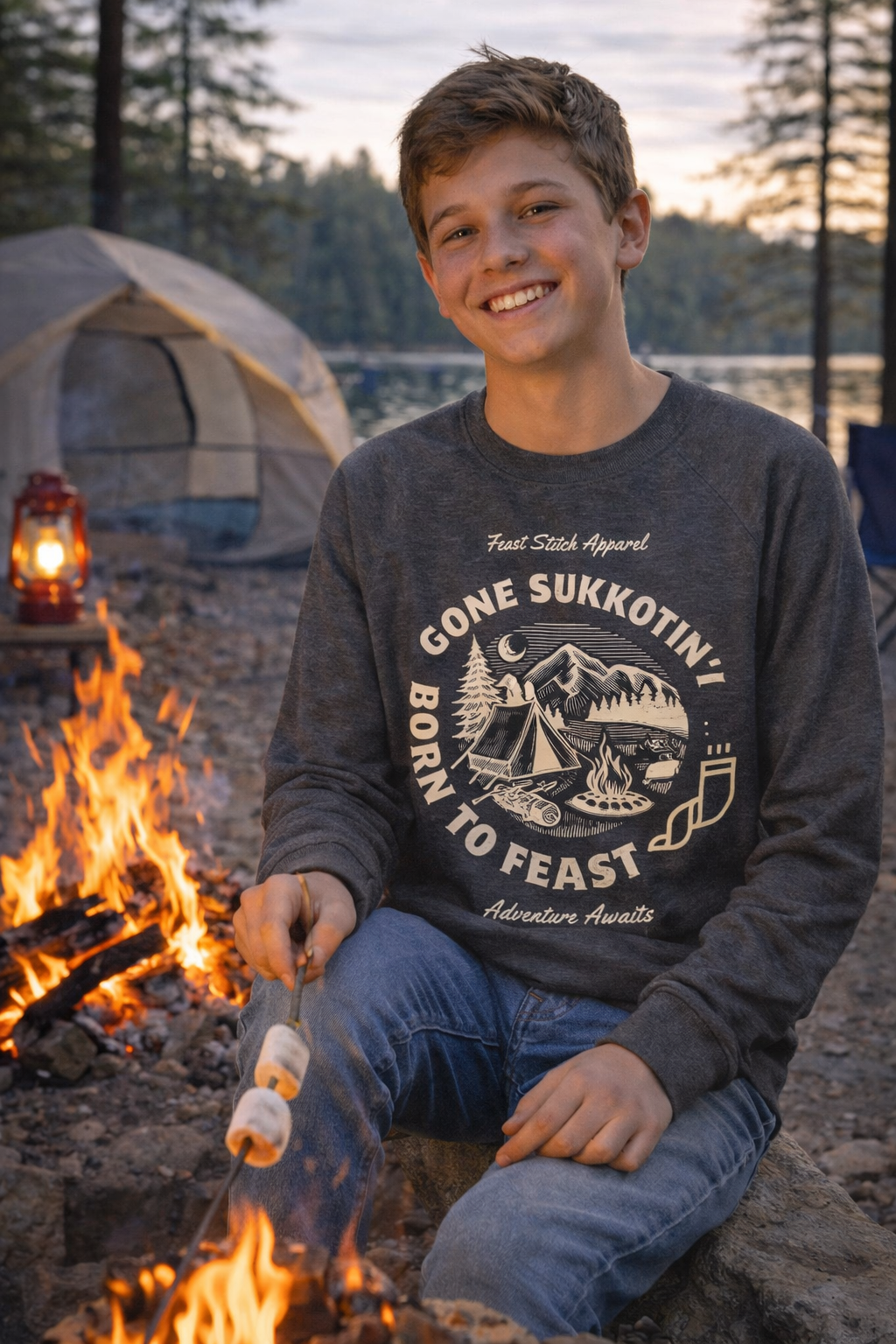 Teen Sukkot Sweatshirt | Feast of Tabernacles Shirt | Gone Sukkotin Born to Feast | Youth Christian Sweatshirt | Hebrew Roots Apparel