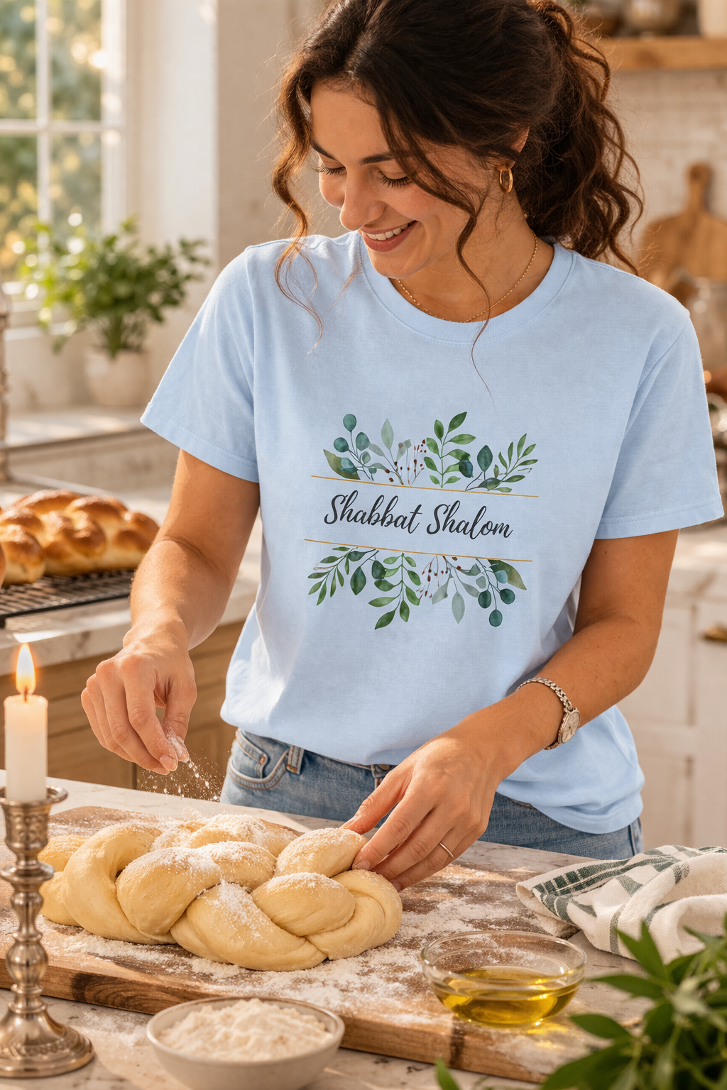 Shabbat Shalom Shirt, Botanical Floral Tee, Sabbath Shirt, Faith Tee