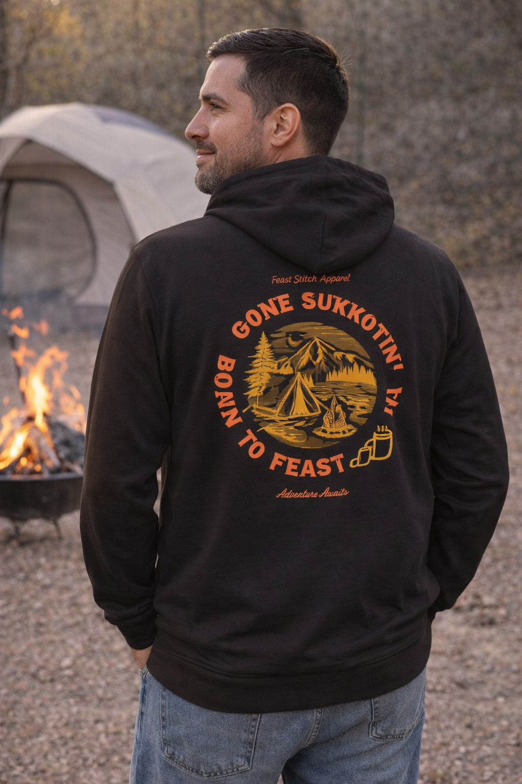 Gone Sukkotin Adult Long Sleeve Sweatshirt - Feast of Tabernacles Camping Hoodie | Born to Feast Sukkot Apparel for Men & Women