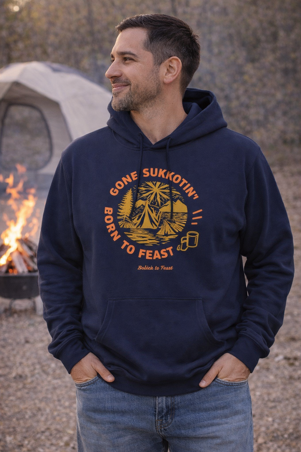 Gone Sukkotin Adult Long Sleeve Sweatshirt - Feast of Tabernacles Camping Tee | Born to Feast Sukkot Apparel for Men & Women