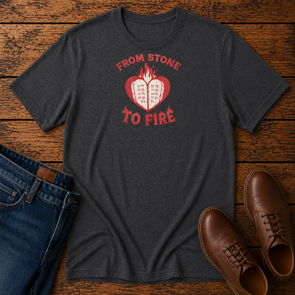 From Stone to Fire Shirt | Shavuot Pentecost Tee | Ten Commandments Shirt | Holy Spirit Fire Shirt