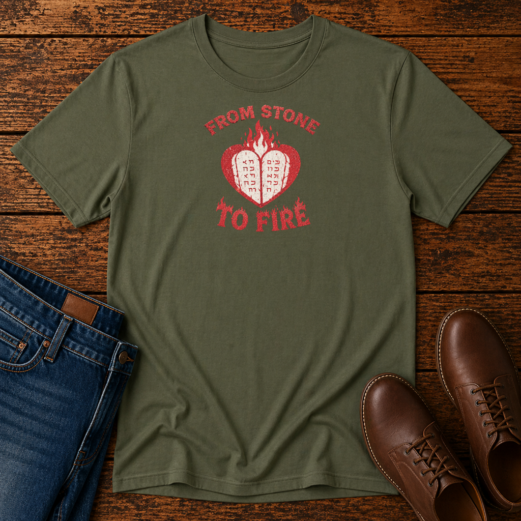 From Stone to Fire Shirt | Shavuot Pentecost Tee | Ten Commandments Shirt | Holy Spirit Fire Shirt