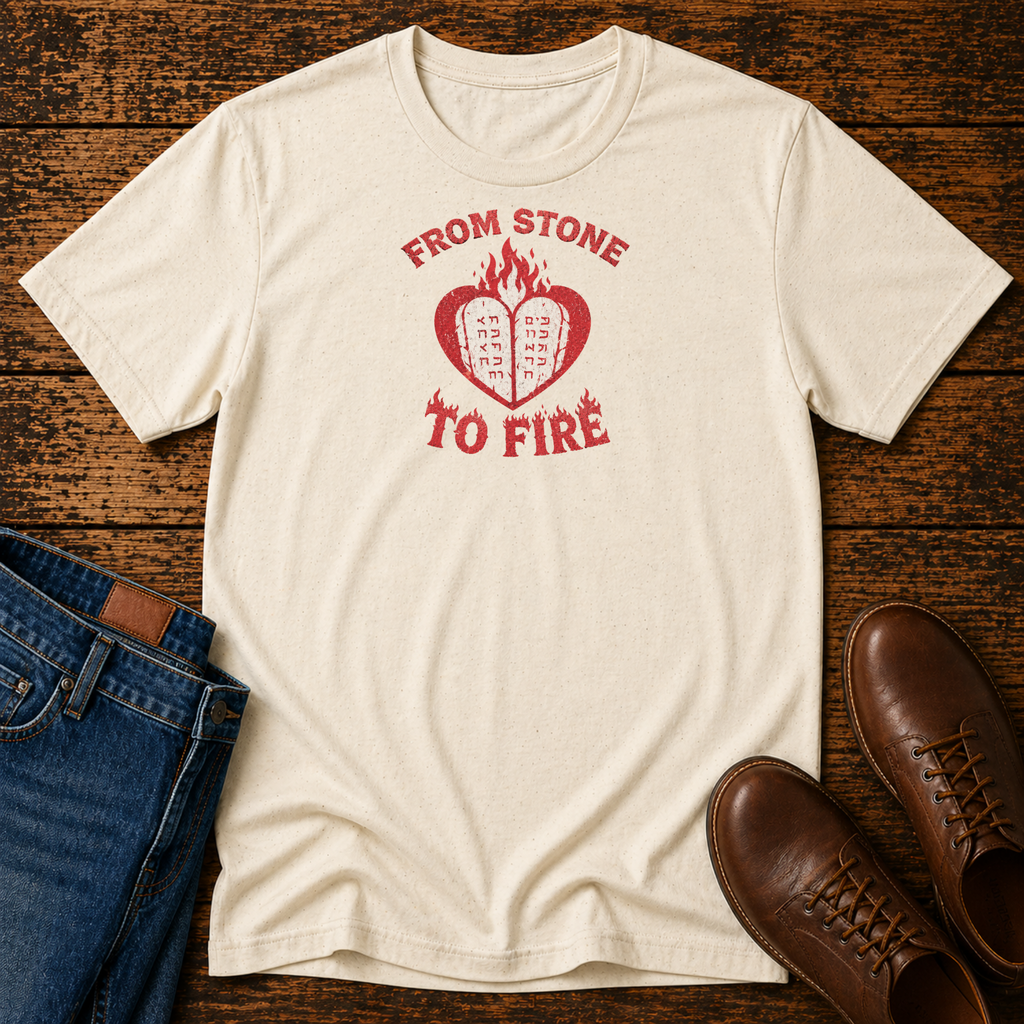 From Stone to Fire Shirt | Shavuot Pentecost Tee | Ten Commandments Shirt | Holy Spirit Fire Shirt