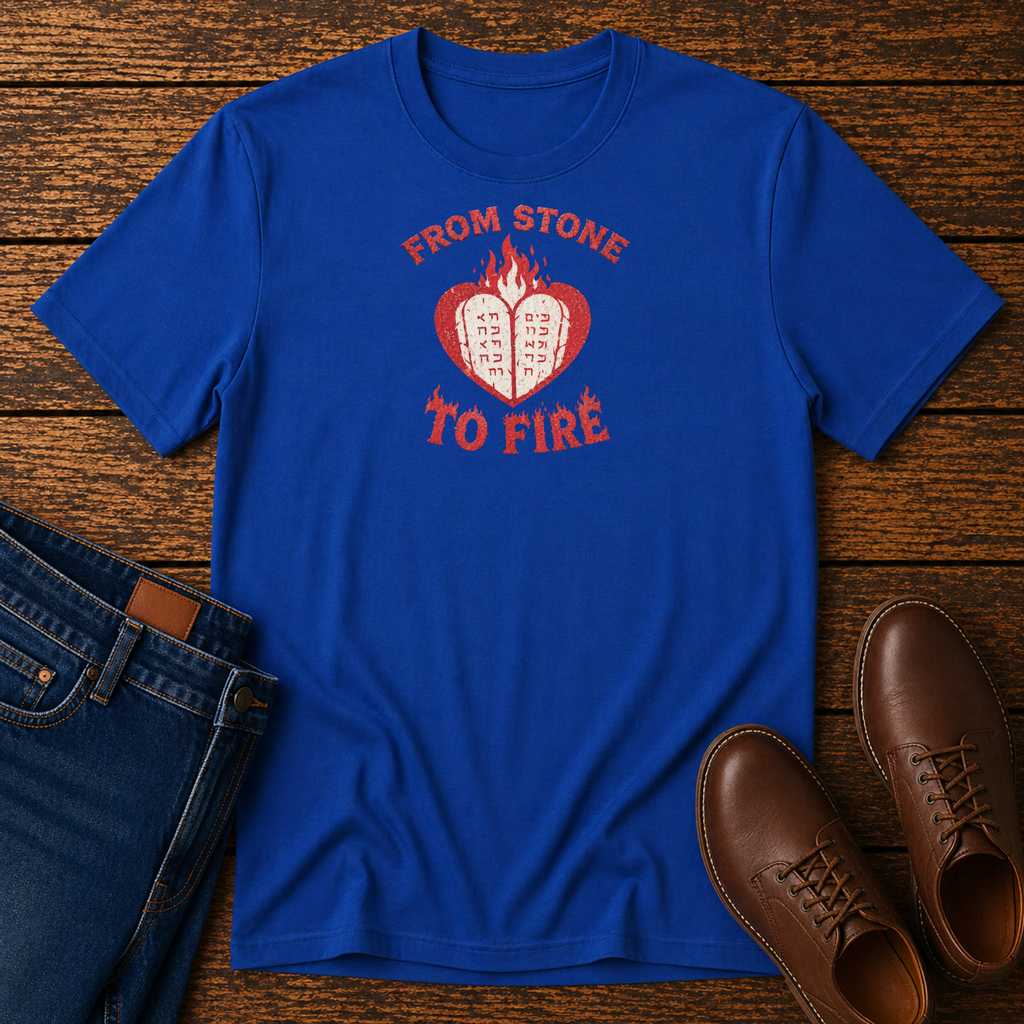 From Stone to Fire Shirt | Shavuot Pentecost Tee | Ten Commandments Shirt | Holy Spirit Fire Shirt