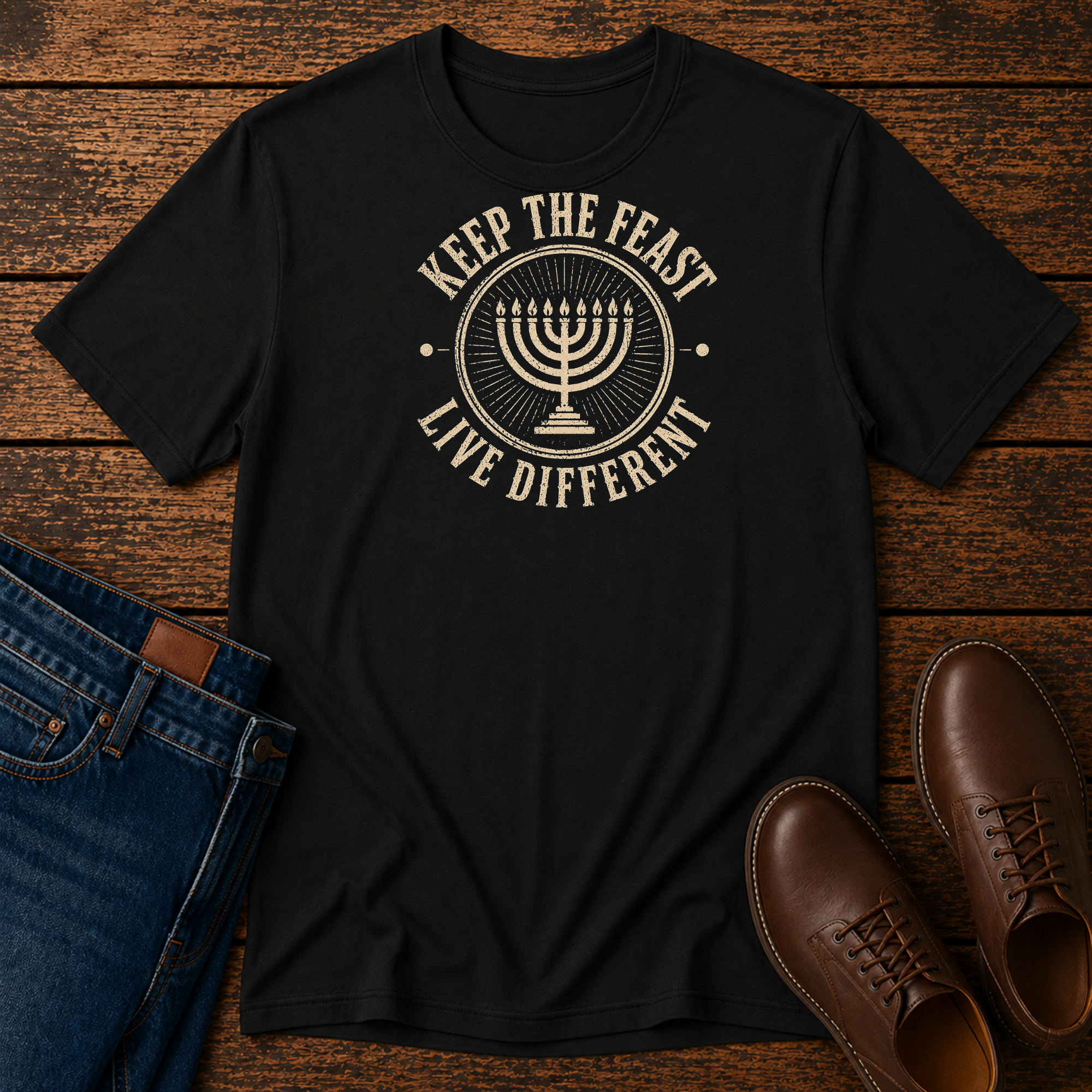 Keep The Feast Live Different Menorah T-Shirt