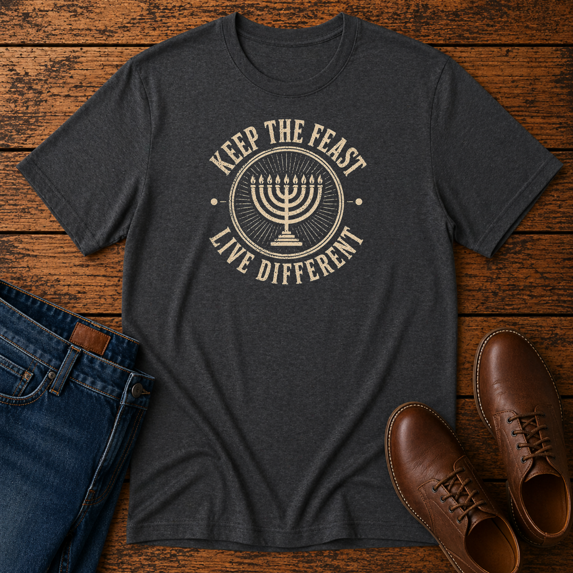 Keep The Feast Live Different Menorah T-Shirt