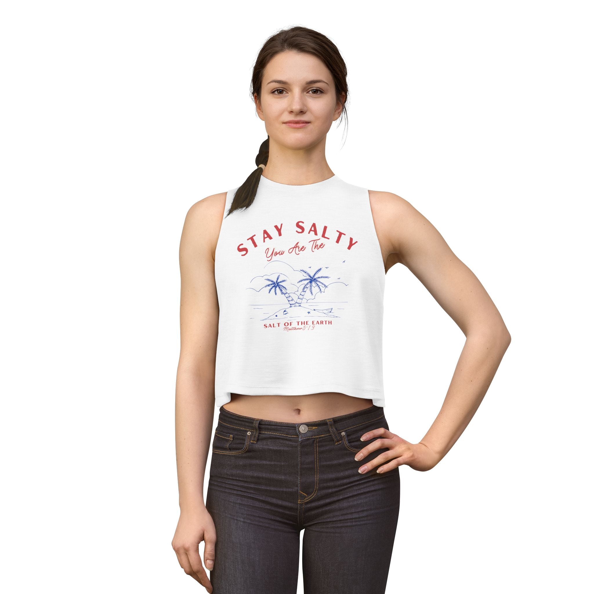 Stay Salty Beach Palm Crop Top | Tropical Island Graphic