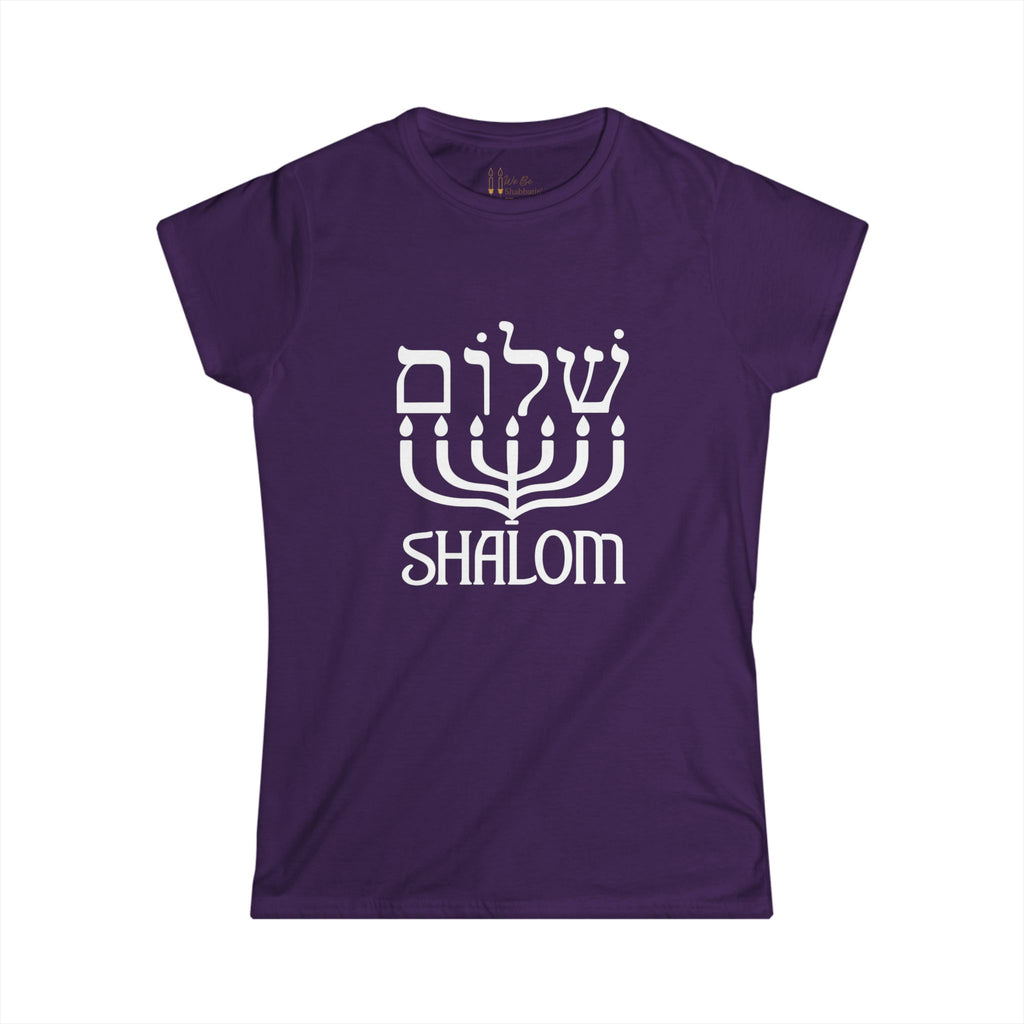 Shalom T-Shirt with Menorah | Hebrew Christian Tee | Messianic Jewish Shirt | Faith-Based Shirt for Women | Hebrew Roots Apparel