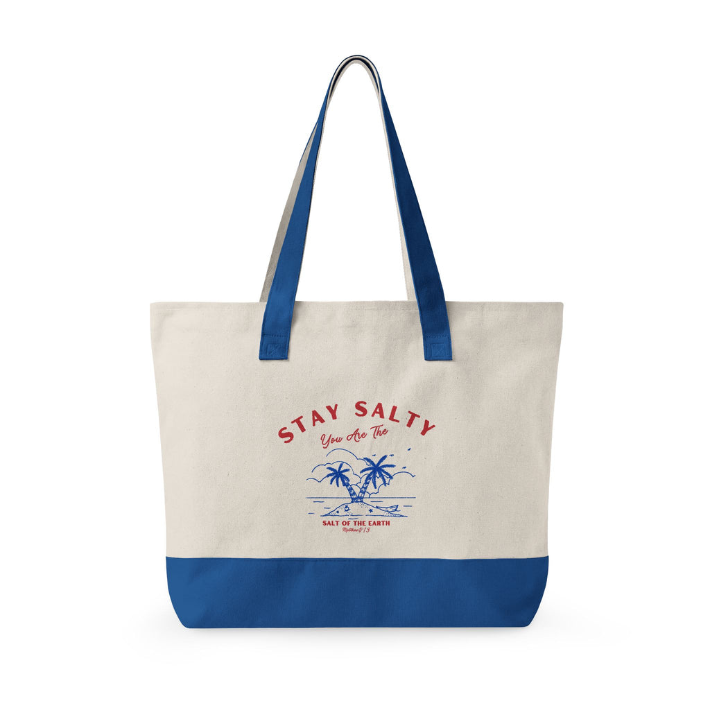 Stay Salty Zippered Canvas Tote | Coastal Tote Bag