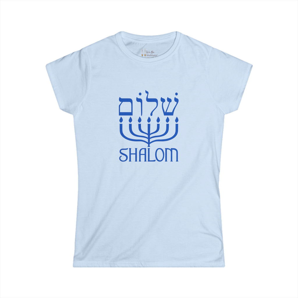 Shalom T-Shirt with Menorah | Hebrew Christian Tee | Messianic Jewish Shirt | Faith-Based Shirt for Women | Hebrew Roots Apparel