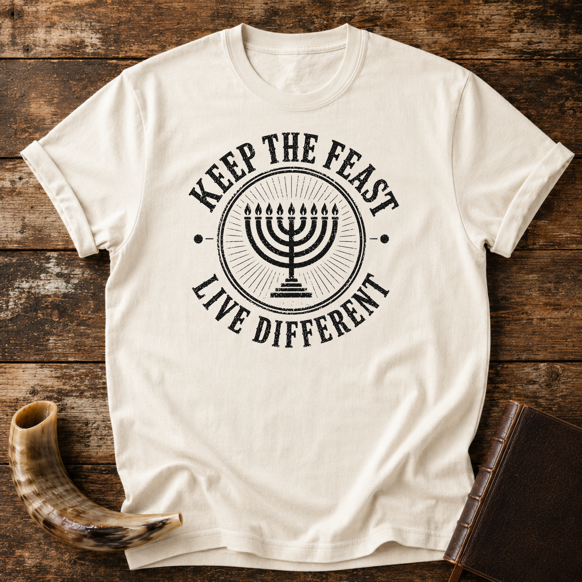 Keep the Feast Live Different Menorah Tee
