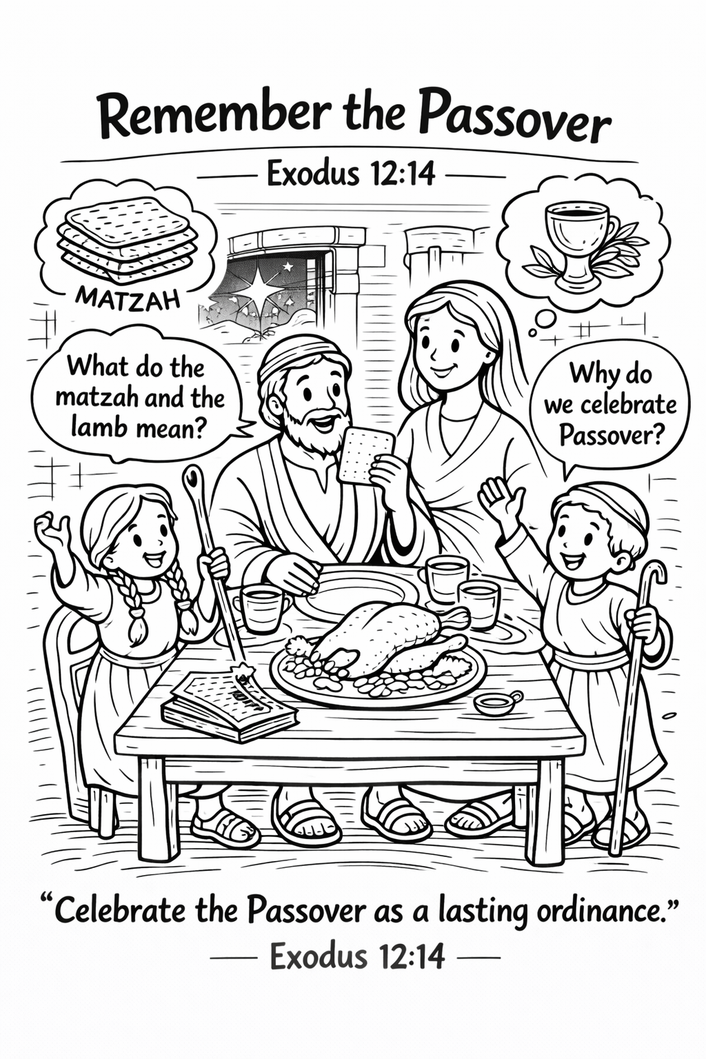 Passover Coloring Pages for Kids | Bible Exodus Activity (Digital Download)