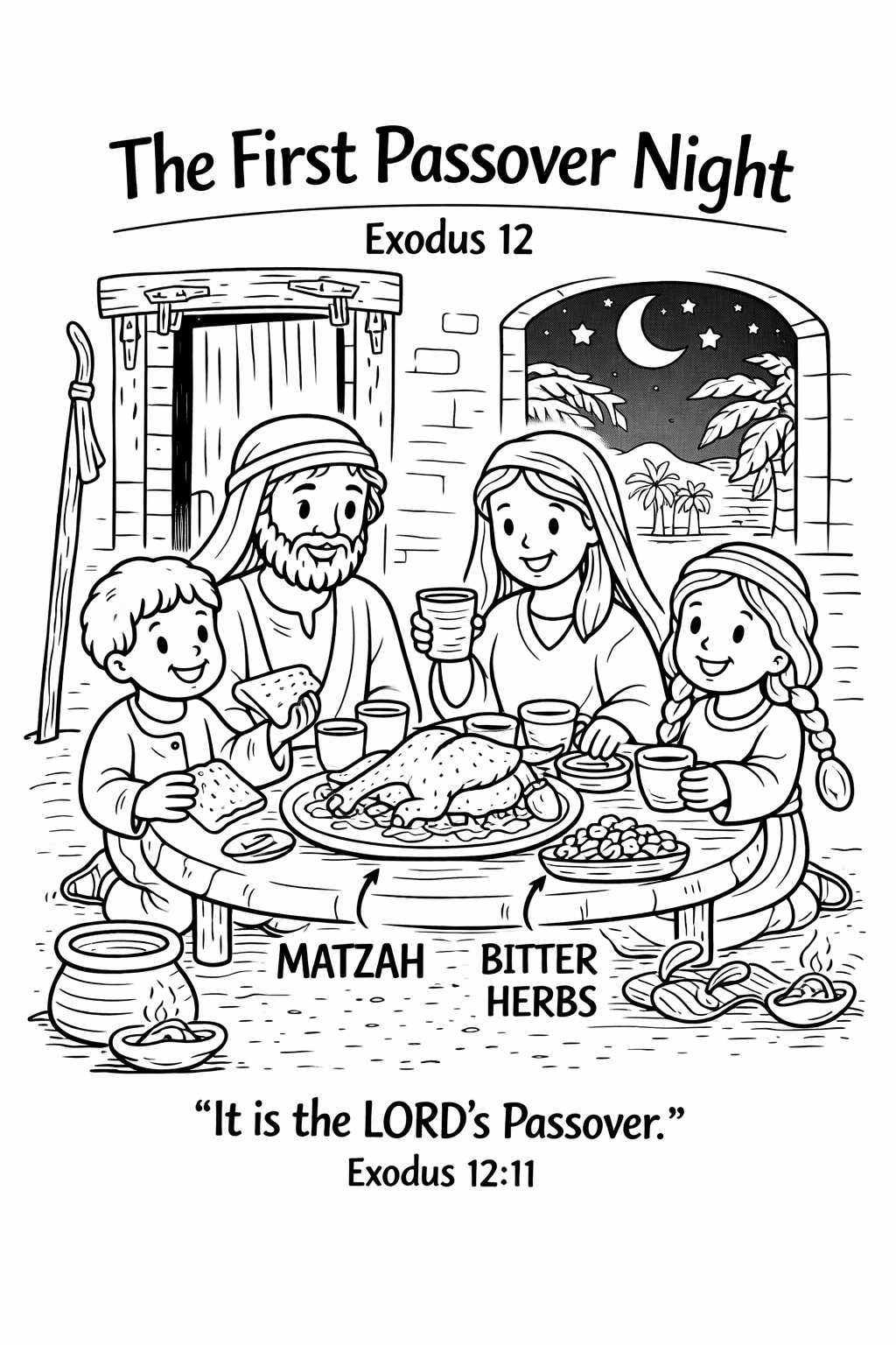 Passover Coloring Pages for Kids | Bible Exodus Activity (Digital Download)