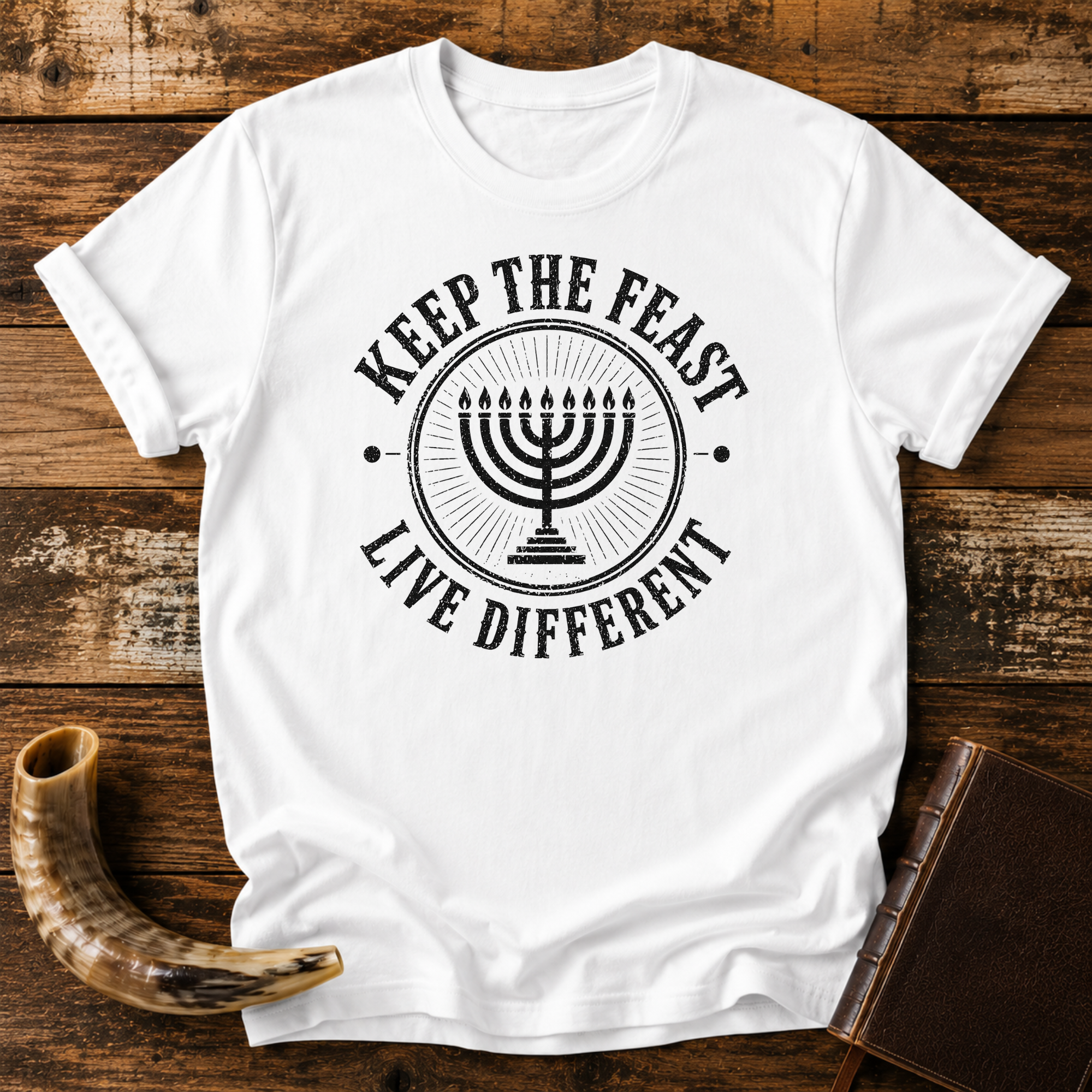 Keep the Feast Live Different Menorah Tee